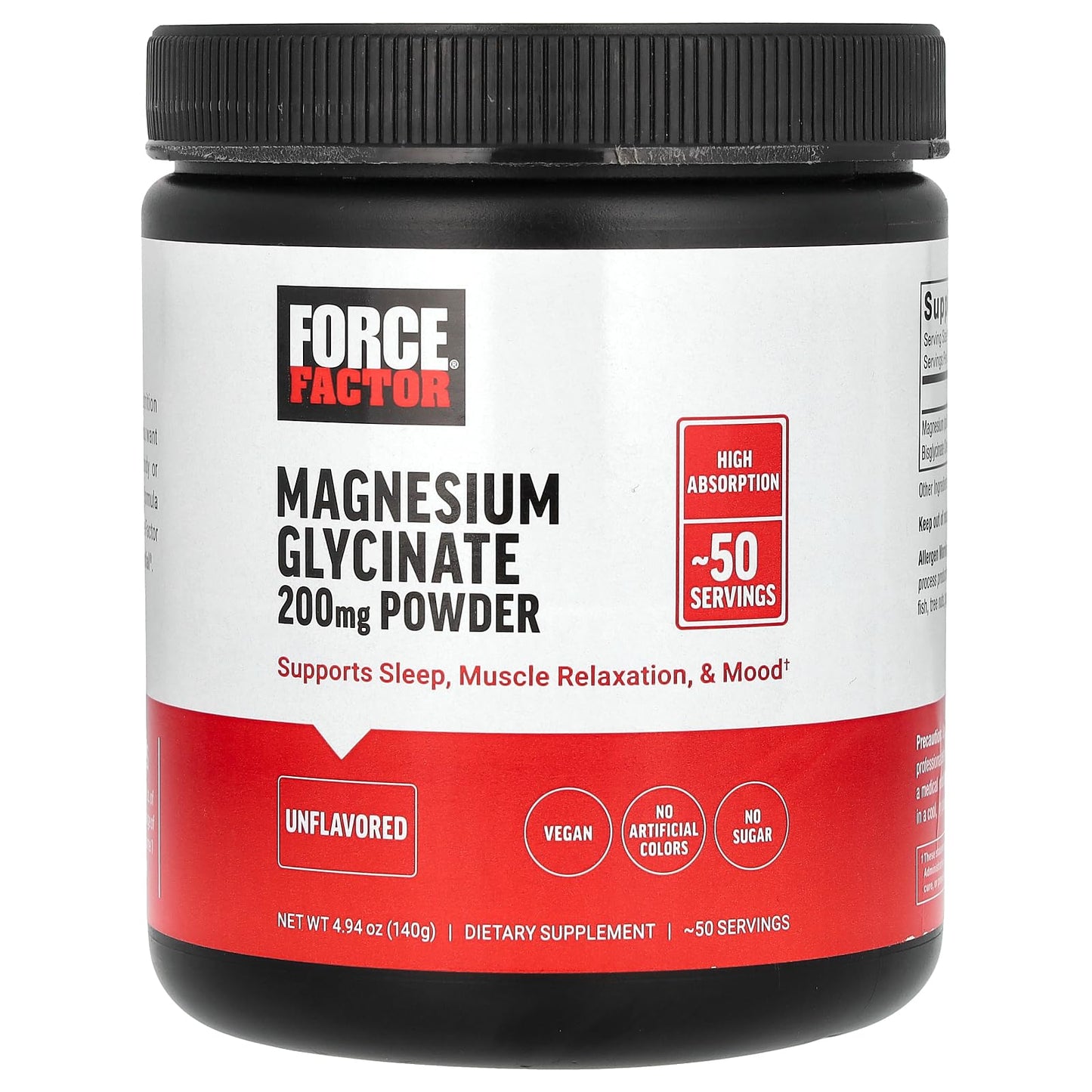 Force Factor Magnesium Glycinate 200mg, Magnesium Supplement for Women and Men to Support Sleep, Muscle Relaxation, and Mood, High Absorption, Vegan, 50 Servings - dailyvitalstore