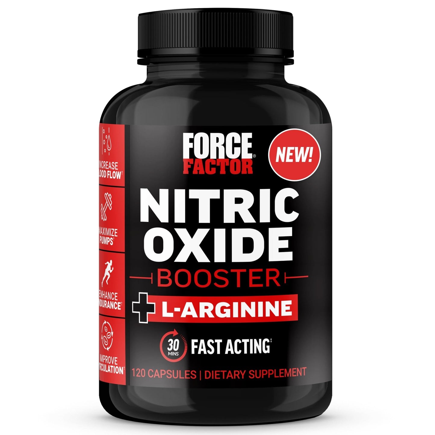 Force Factor Nitric Oxide Booster, Fast-Acting Formula with L-Arginine, Boosts Nitric Oxide Levels, Maximize Muscle Pumps, Enhance Endurance - dailyvitalstore