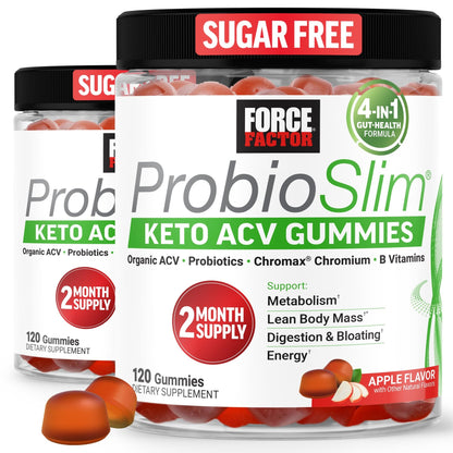 Force Factor ProbioSlim Apple Cider Vinegar Gummies, Keto ACV Gummies with LactoSpore Probiotics & Prebiotics to Support Digestion, Metabolism & Immune Health, - dailyvitalstore