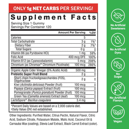 Force Factor ProbioSlim Apple Cider Vinegar Gummies, Keto ACV Gummies with LactoSpore Probiotics & Prebiotics to Support Digestion, Metabolism & Immune Health, - dailyvitalstore