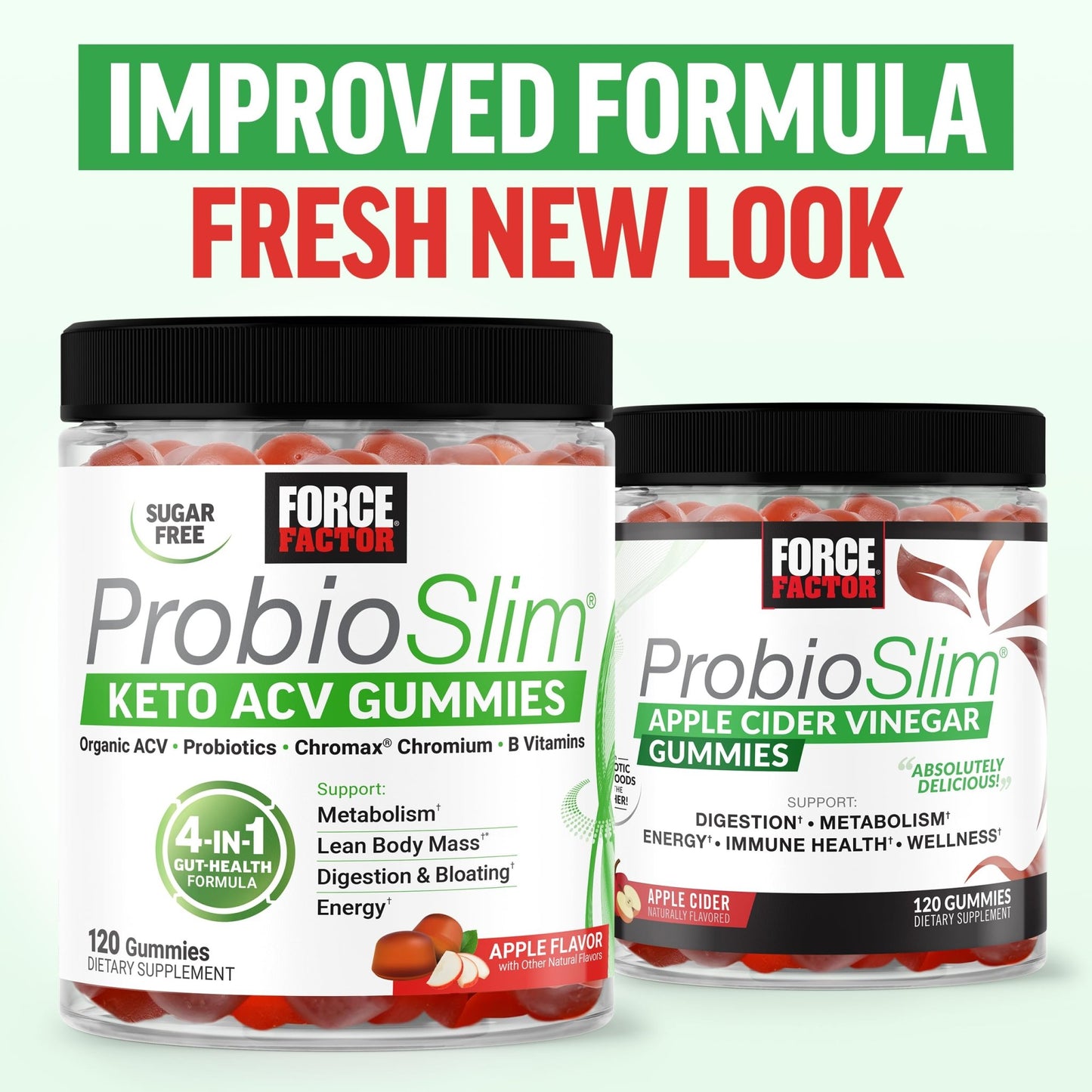 Force Factor ProbioSlim Apple Cider Vinegar Gummies, Keto ACV Gummies with LactoSpore Probiotics & Prebiotics to Support Digestion, Metabolism & Immune Health, - dailyvitalstore