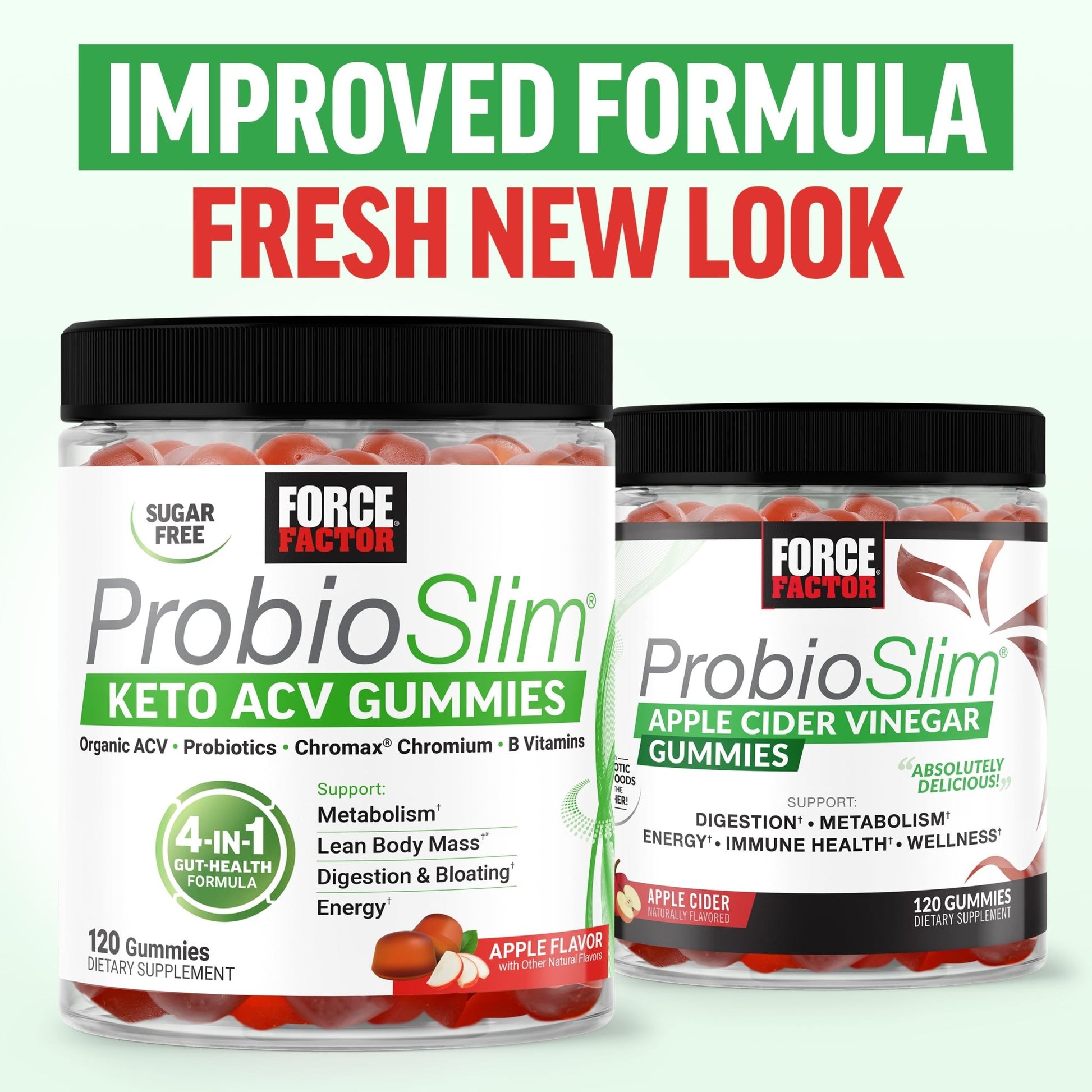 Force Factor ProbioSlim Apple Cider Vinegar Gummies, Keto ACV Gummies with LactoSpore Probiotics & Prebiotics to Support Digestion, Metabolism & Immune Health, - dailyvitalstore