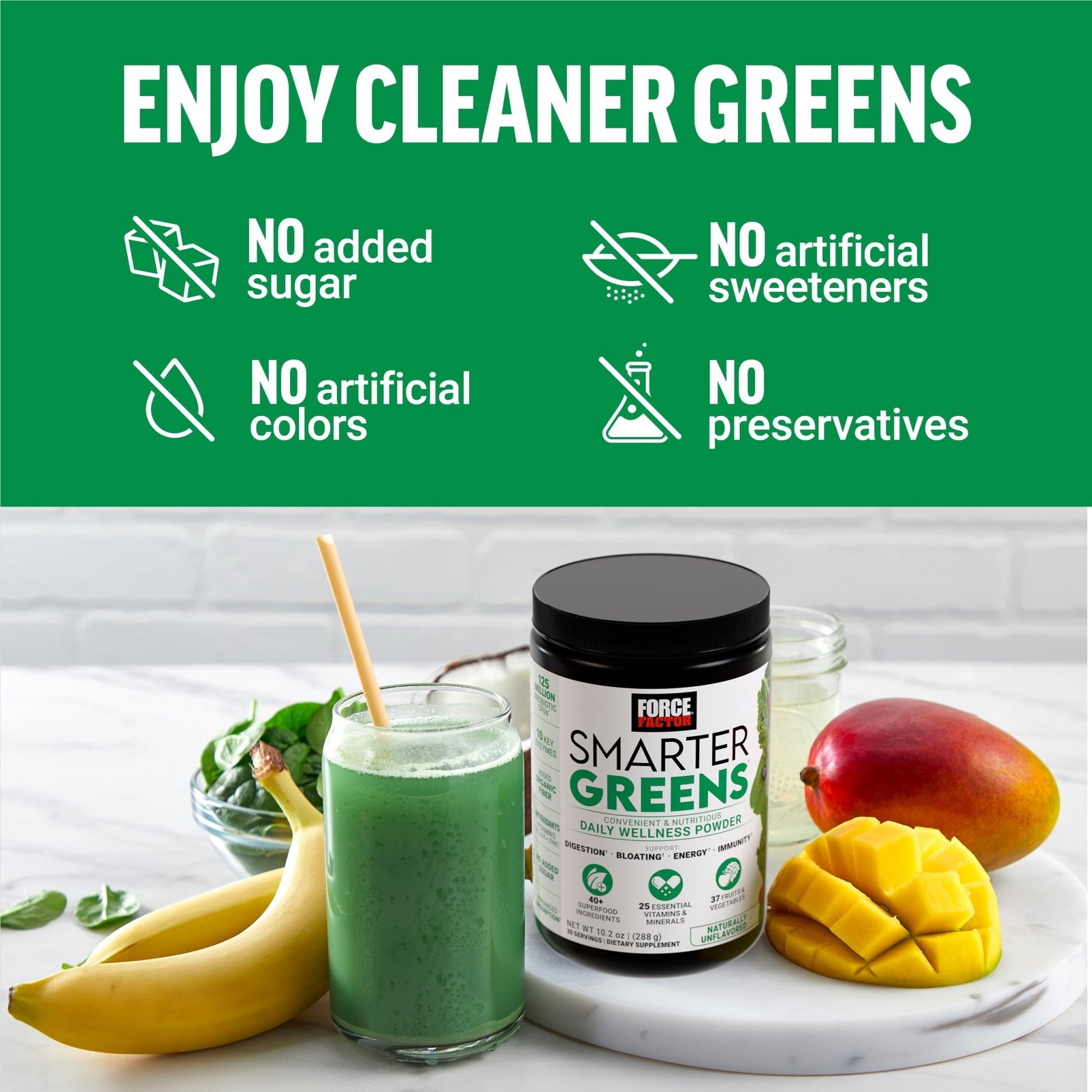 Force Factor Smarter Greens Daily Wellness Powder 2-Pack to Support Energy, Immunity & Digestion, Superfood Greens Powder with Vitamins, Minerals & Probiotics, Unflavored, 60 Servings - dailyvitalstore