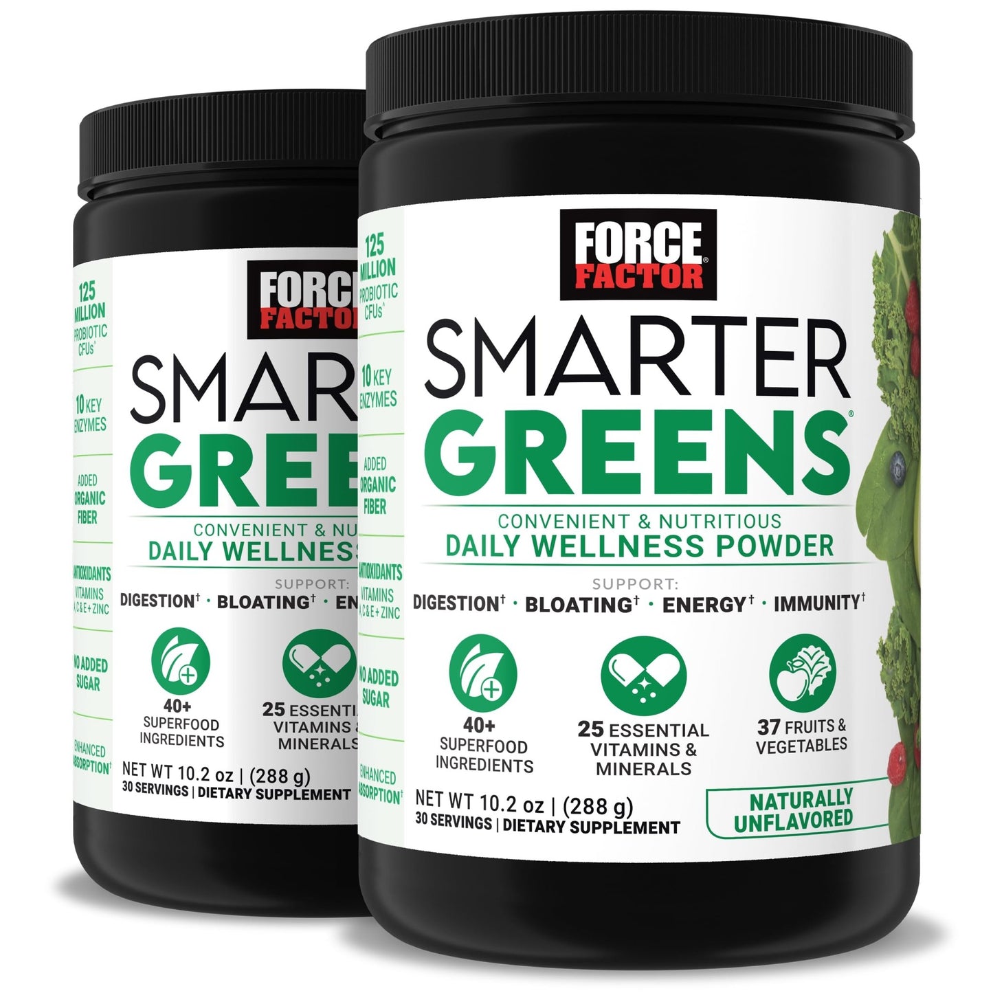 Force Factor Smarter Greens Daily Wellness Powder 2-Pack to Support Energy, Immunity & Digestion, Superfood Greens Powder with Vitamins, Minerals & Probiotics, Unflavored, 60 Servings - dailyvitalstore