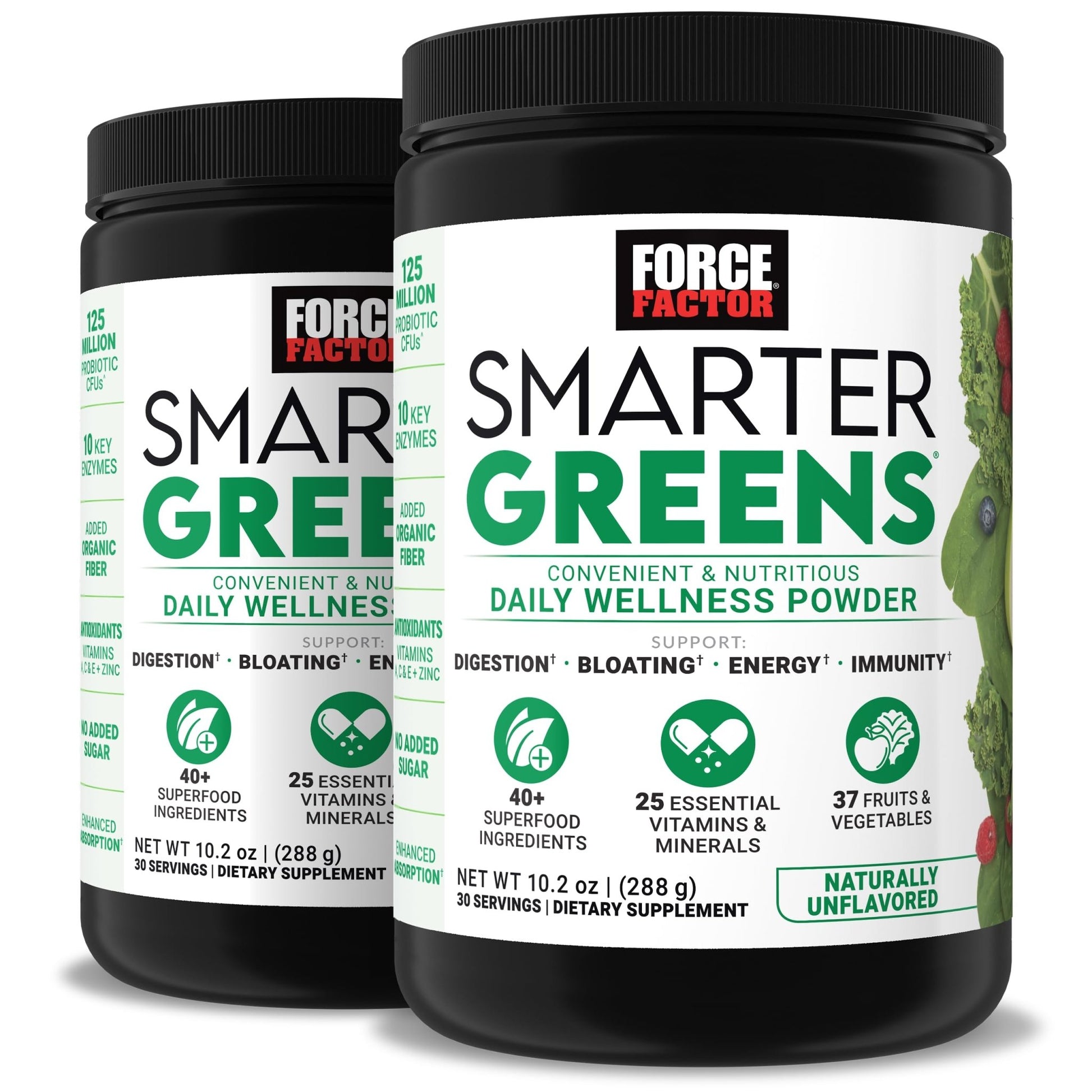 Force Factor Smarter Greens Daily Wellness Powder 2-Pack to Support Energy, Immunity & Digestion, Superfood Greens Powder with Vitamins, Minerals & Probiotics, Unflavored, 60 Servings - dailyvitalstore