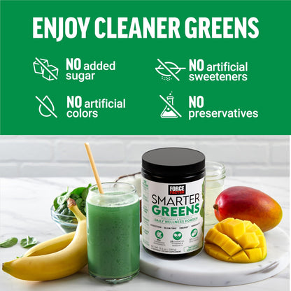 Force Factor Smarter Greens Daily Wellness Powder, Greens Superfood Powder to Support Gut Health, Bloating, & Digestion, with 40+ Superfoods - dailyvitalstore