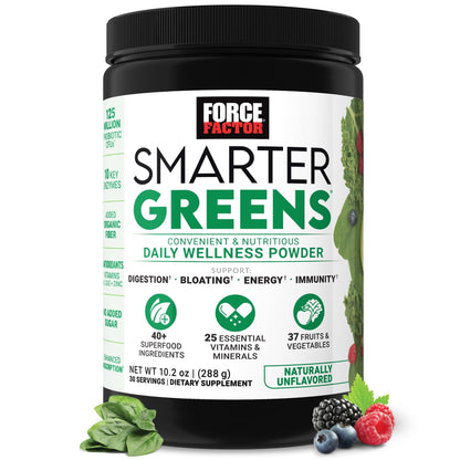 Force Factor Smarter Greens Daily Wellness Powder, Greens Superfood Powder to Support Gut Health, Bloating, & Digestion, with 40+ Superfoods - dailyvitalstore