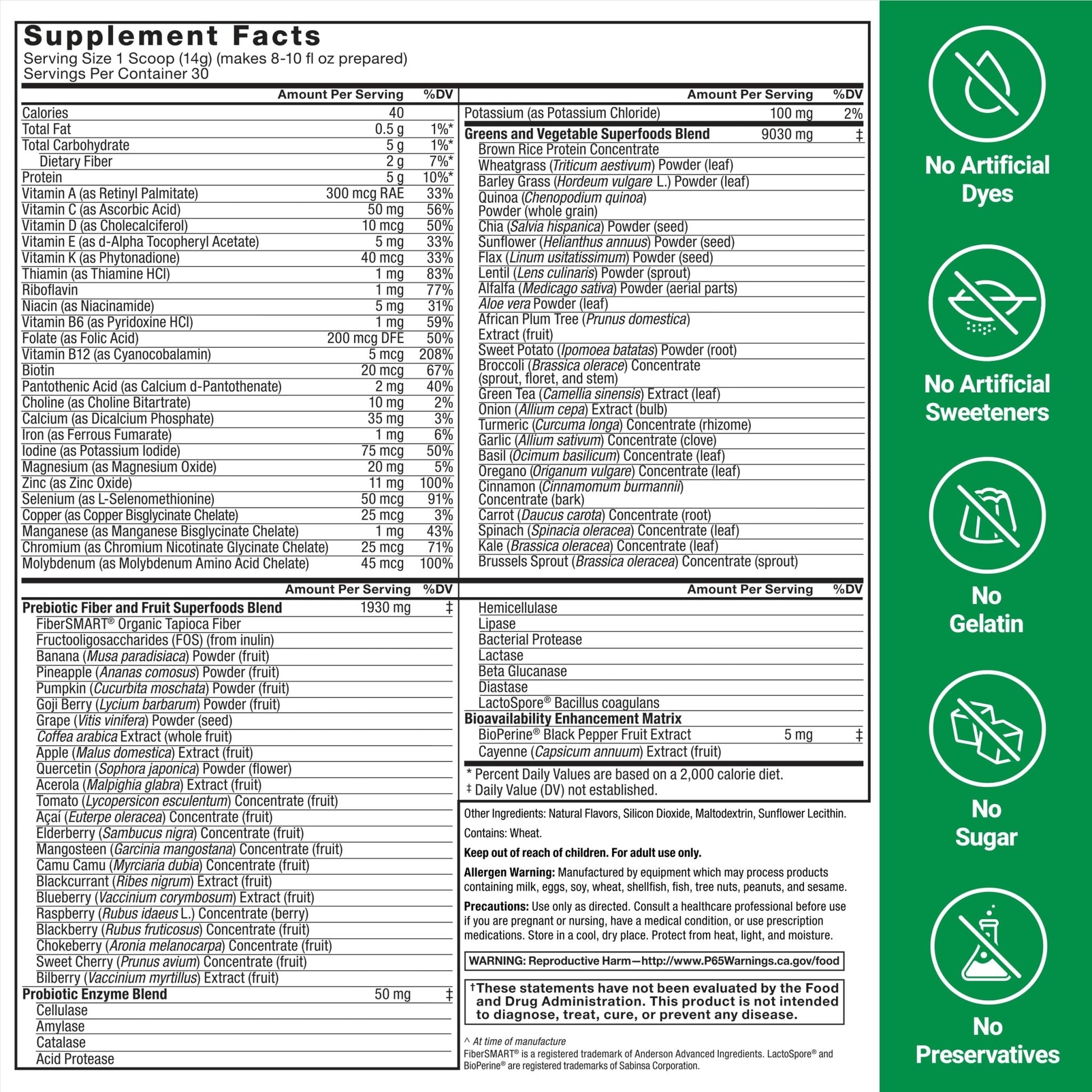 Force Factor Smarter Greens Superfoods Powder, 2-Pack, Supports Digestion and Bloating, Immunity, and Energy, Greens Powder with Probiotics, Digestive Enzymes, Antioxidants, and Fiber, 60 Servings - dailyvitalstore