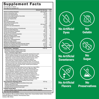 FORCE FACTOR Smarter Greens Tablets, Greens Supplement with 25+ Superfoods and Antioxidants to Improve Digestion, Reduce Stress, Strengthen Immunity, and Support Metabolism, 90 Tablets - dailyvitalstore