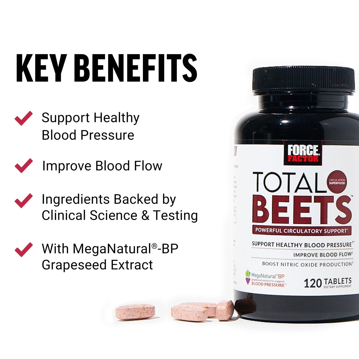 Force Factor Total Beets Blood Pressure Support with Grape Seed Extract and Non GMO Beet Root Powder for Heart Health - dailyvitalstore