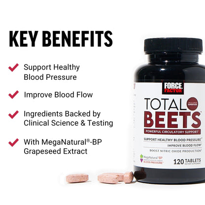 Force Factor Total Beets Blood Pressure Support with Grape Seed Extract and Non GMO Beet Root Powder for Heart Health - dailyvitalstore