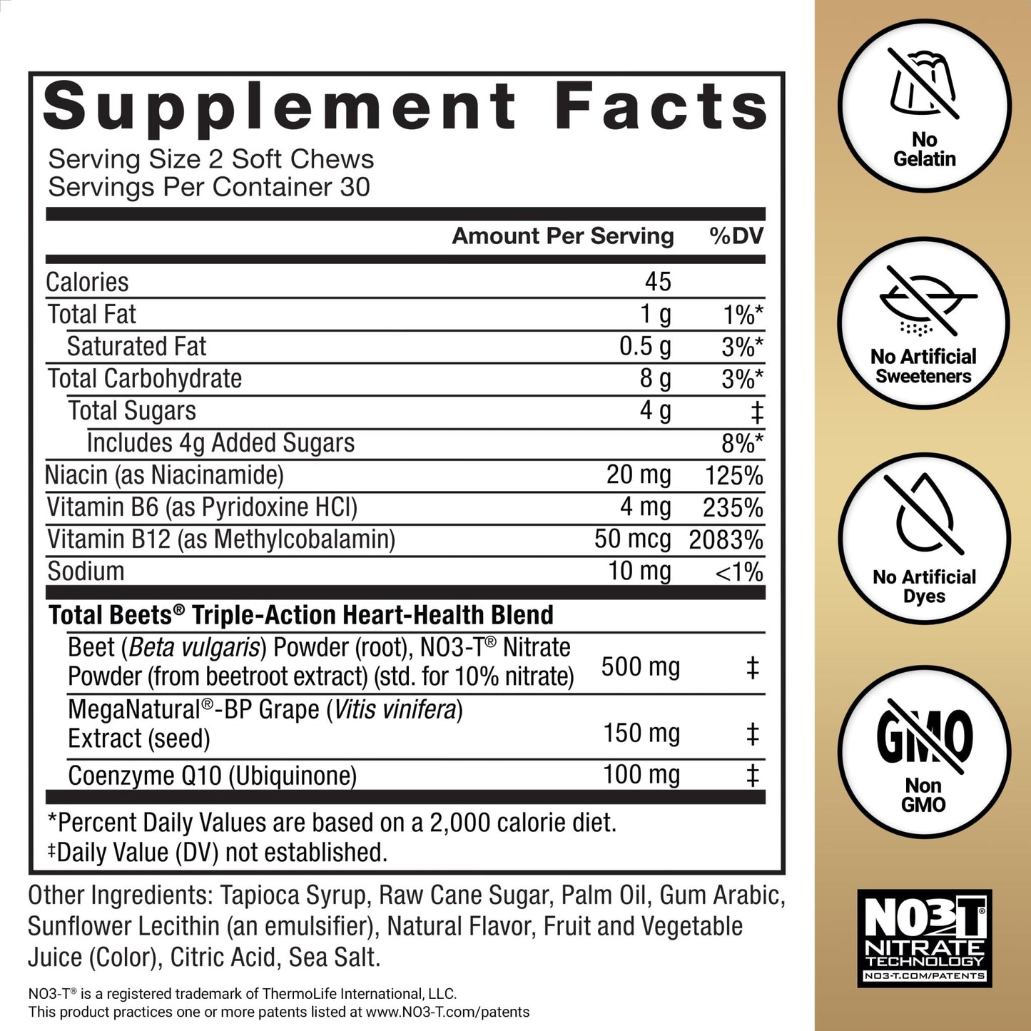 Force Factor Total Beets Ultimate Heart Health Chews for Blood Pressure Support, with Beetroot Powder, CoQ10, B Vitamins & Grapeseed Extract for Blood Flow - dailyvitalstore