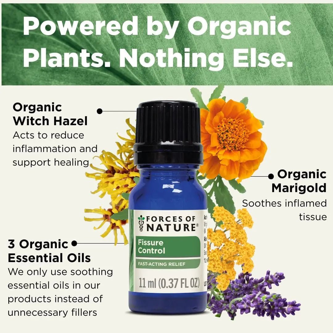 Forces of Nature Fissure Control, Organic Homeopathic Treatment with Witch Hazel for Anal Fissures, Hemorrhoid Related Irritation & Discomfort, Fast, Natural Topical Relief, 0.37 FL OZ - dailyvitalstore