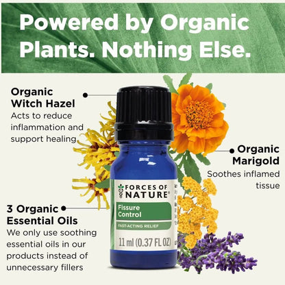 Forces of Nature Fissure Control, Organic Homeopathic Treatment with Witch Hazel for Anal Fissures, Hemorrhoid Related Irritation & Discomfort, Fast, Natural Topical Relief, 0.37 FL OZ - dailyvitalstore