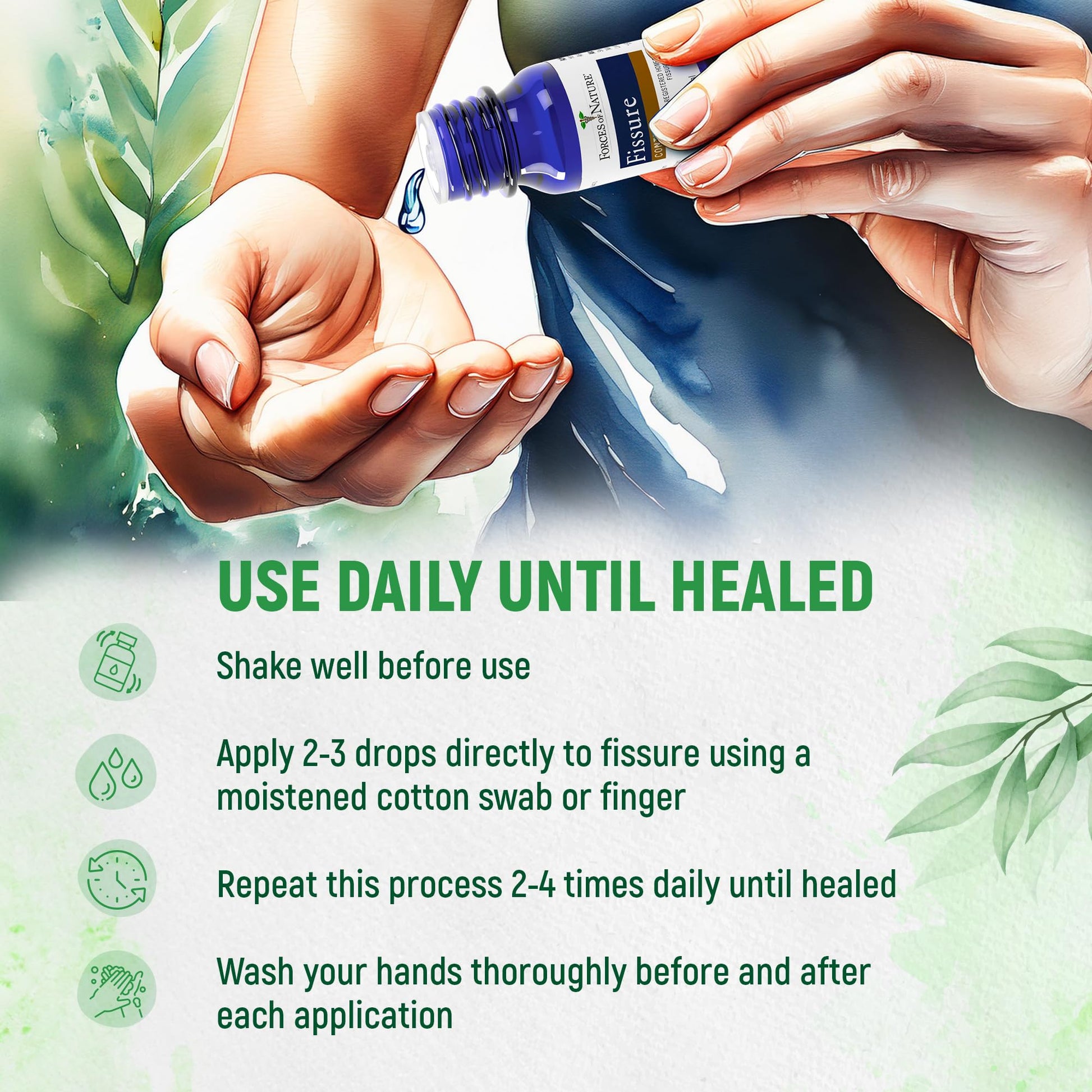 Forces of Nature Fissure Control, Organic Homeopathic Treatment with Witch Hazel for Anal Fissures, Hemorrhoid Related Irritation & Discomfort, Fast, Natural Topical Relief, 1 Fl Oz - dailyvitalstore