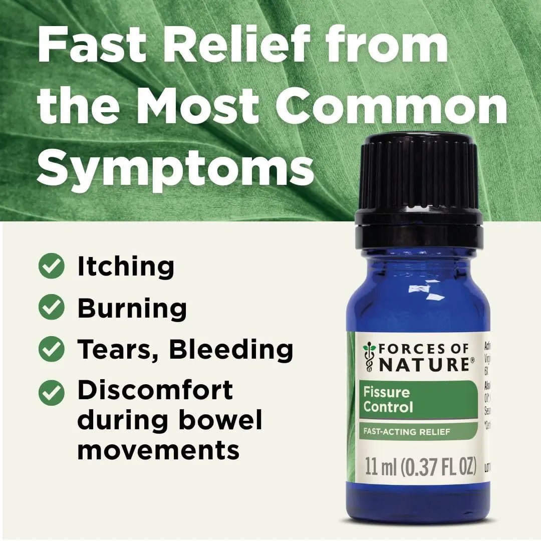 Forces of Nature Fissure Control, Organic Homeopathic Treatment with Witch Hazel for Anal Fissures, Hemorrhoid Related Irritation & Discomfort, Fast, Natural Topical Relief, 0.37 FL OZ - dailyvitalstore