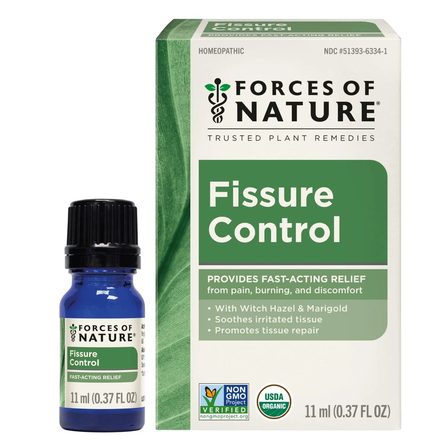 Forces of Nature Fissure Control, Organic Homeopathic Treatment with Witch Hazel for Anal Fissures, Hemorrhoid Related Irritation & Discomfort, Fast, Natural Topical Relief, 0.37 FL OZ - dailyvitalstore