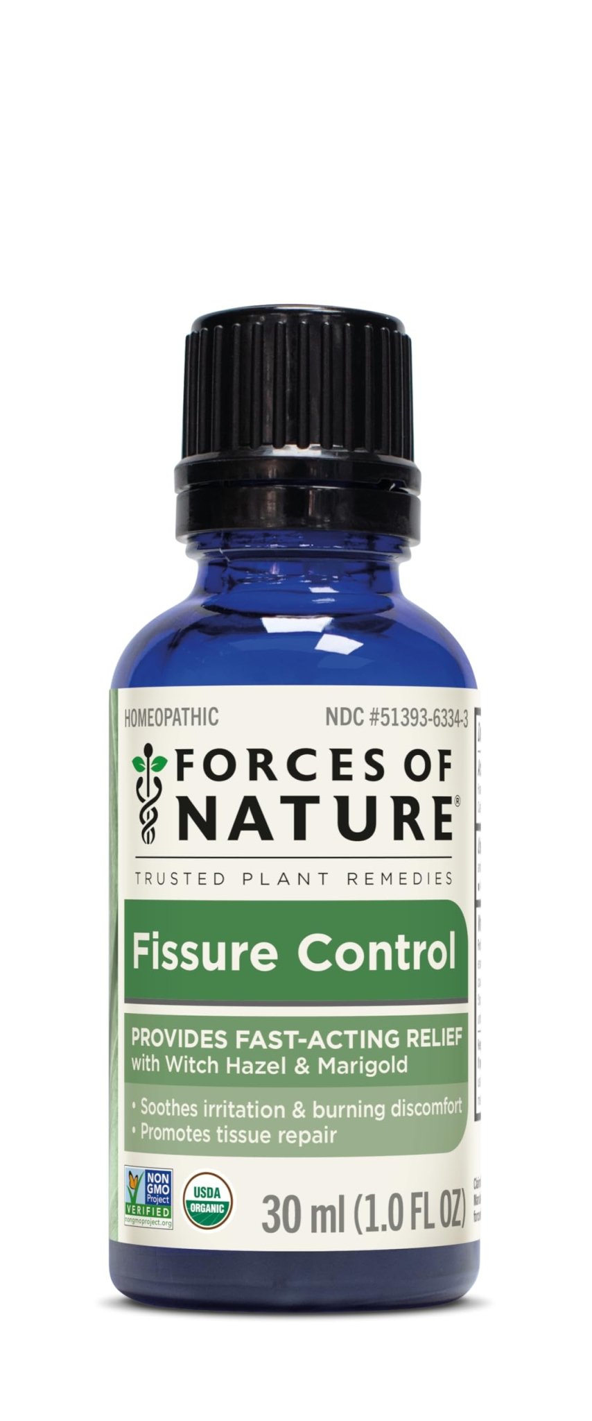 Forces of Nature Fissure Control, Organic Homeopathic Treatment with Witch Hazel for Anal Fissures, Hemorrhoid Related Irritation & Discomfort, Fast, Natural Topical Relief, 1 Fl Oz - dailyvitalstore