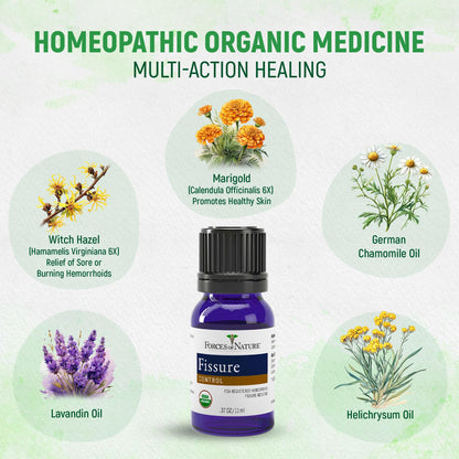 Forces of Nature Fissure Control, Organic Homeopathic Treatment with Witch Hazel for Anal Fissures, Hemorrhoid Related Irritation & Discomfort, Fast, Natural Topical Relief, 1 Fl Oz - dailyvitalstore