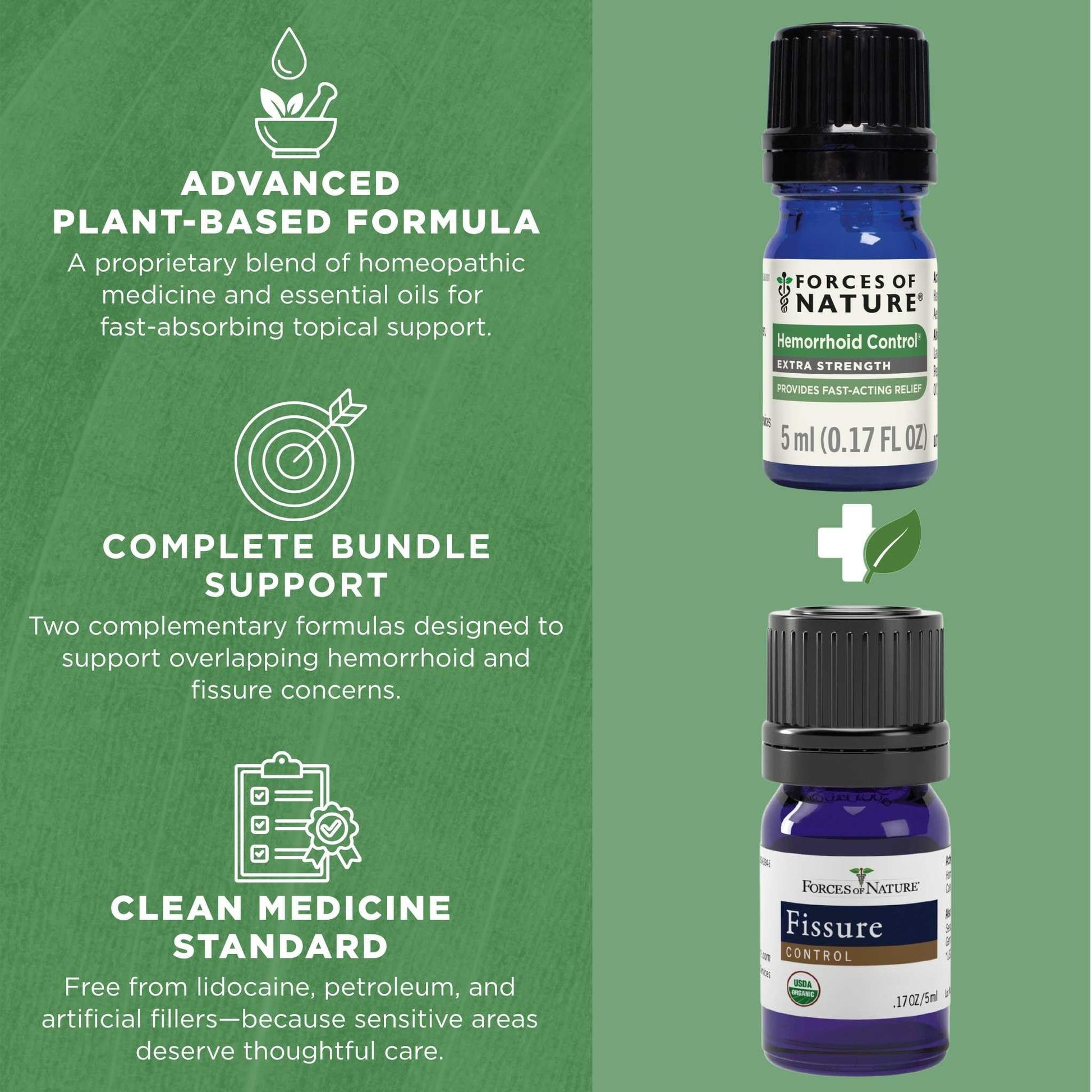 Forces of Nature Hemorrhoid Control Extra Strength (5ml) + Organic Fissure Care (5ml) | Virtual Bundle - dailyvitalstore