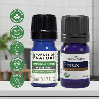 Forces of Nature Hemorrhoid Control Extra Strength (5ml) + Organic Fissure Care (5ml) | Virtual Bundle - dailyvitalstore