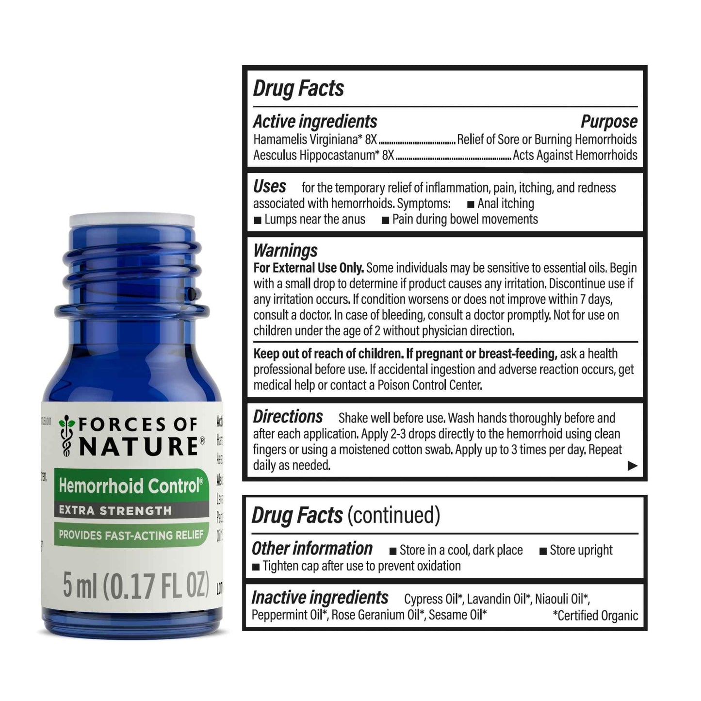 Forces of Nature Hemorrhoid Control Extra Strength (5ml) + Organic Fissure Care (5ml) | Virtual Bundle - dailyvitalstore
