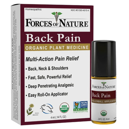 Forces of Nature Natural, Organic Back Pain Relief, w/Arnica & St John's Wort, Fast Acting Anti-Inflammatory Topical Muscle Soother for Lower Back, Sciatica, Neck, Non-GMO, Cruelty-Free, 0.14 Fl Oz - dailyvitalstore