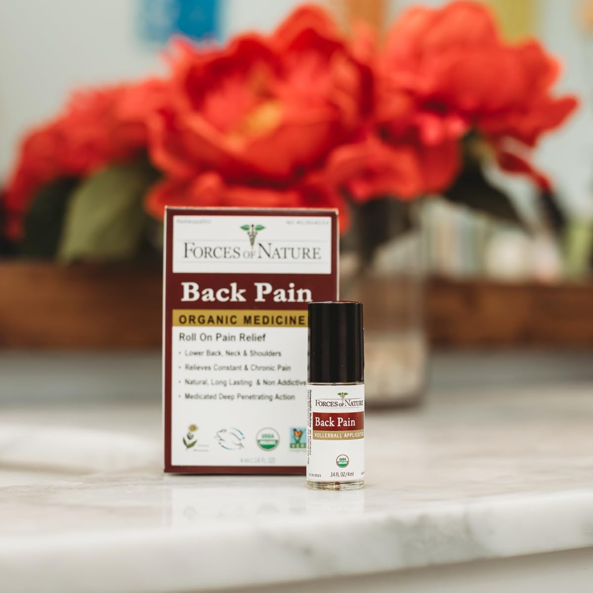 Forces of Nature Natural, Organic Back Pain Relief, w/Arnica & St John's Wort, Fast Acting Anti-Inflammatory Topical Muscle Soother for Lower Back, Sciatica, Neck, Non-GMO, Cruelty-Free, 0.14 Fl Oz - dailyvitalstore