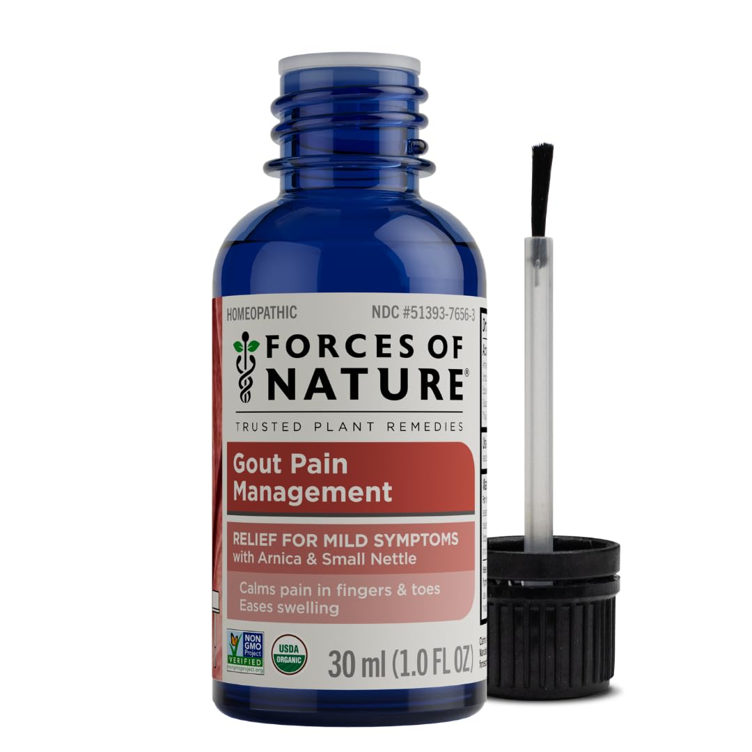 Forces of Nature Natural Organic Gout Relief for Feet, Toes, Hands, Joints, Topical Rollerball, Fast Acting Support for Inflammation, Discomfort, and Burning Pain, Non-GMO, 1 Fl Oz - dailyvitalstore