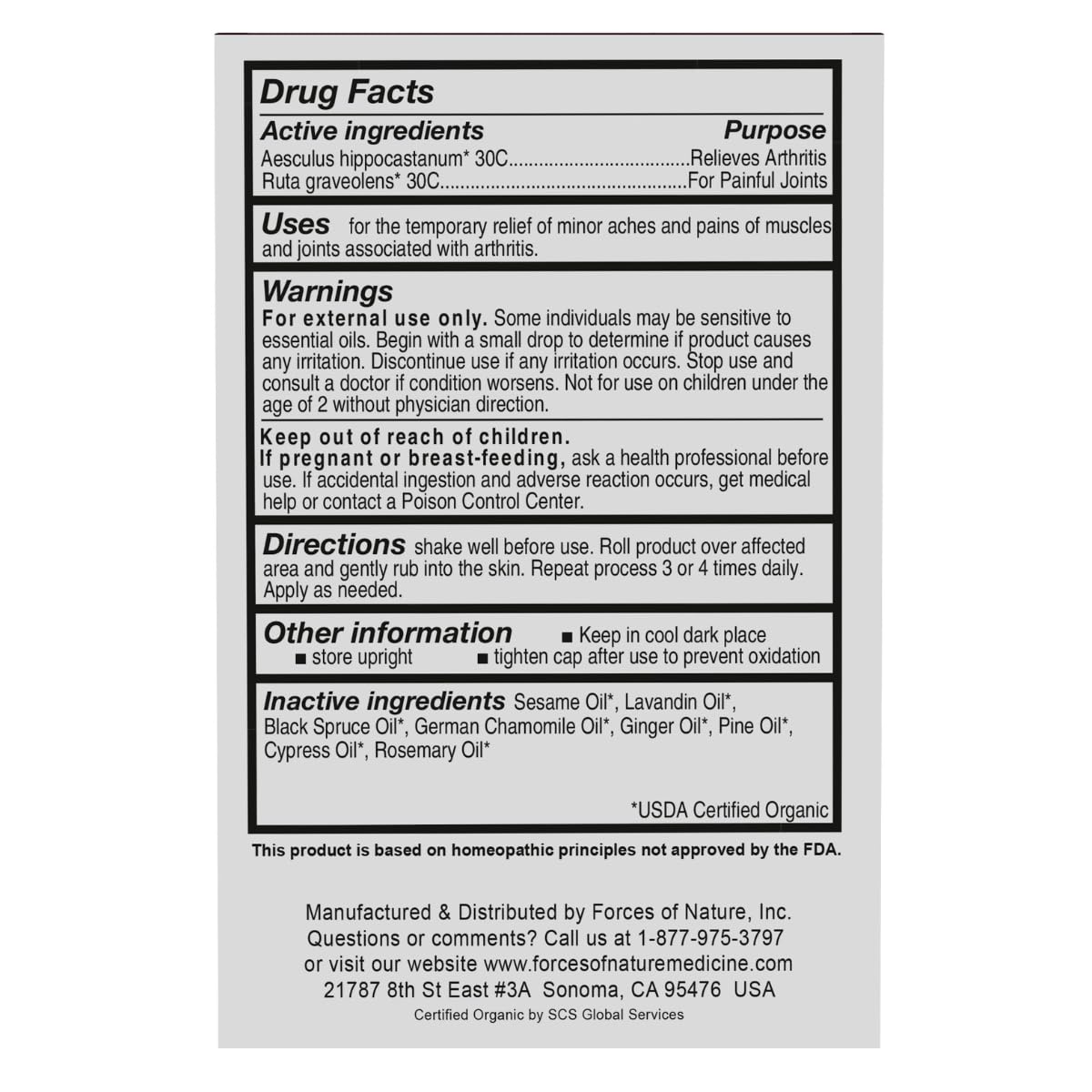 Forces of Nature -Natural, Organic Joint Pain Relief (4ml) Non GMO, No Harmful Chemicals -Alleviate Stiffness, Inflammation from Arthritis, Rheumatoid and Osteoarthritis, Increase Circulation - dailyvitalstore