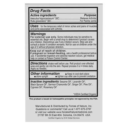 Forces of Nature -Natural, Organic Joint Pain Relief (4ml) Non GMO, No Harmful Chemicals -Alleviate Stiffness, Inflammation from Arthritis, Rheumatoid and Osteoarthritis, Increase Circulation - dailyvitalstore