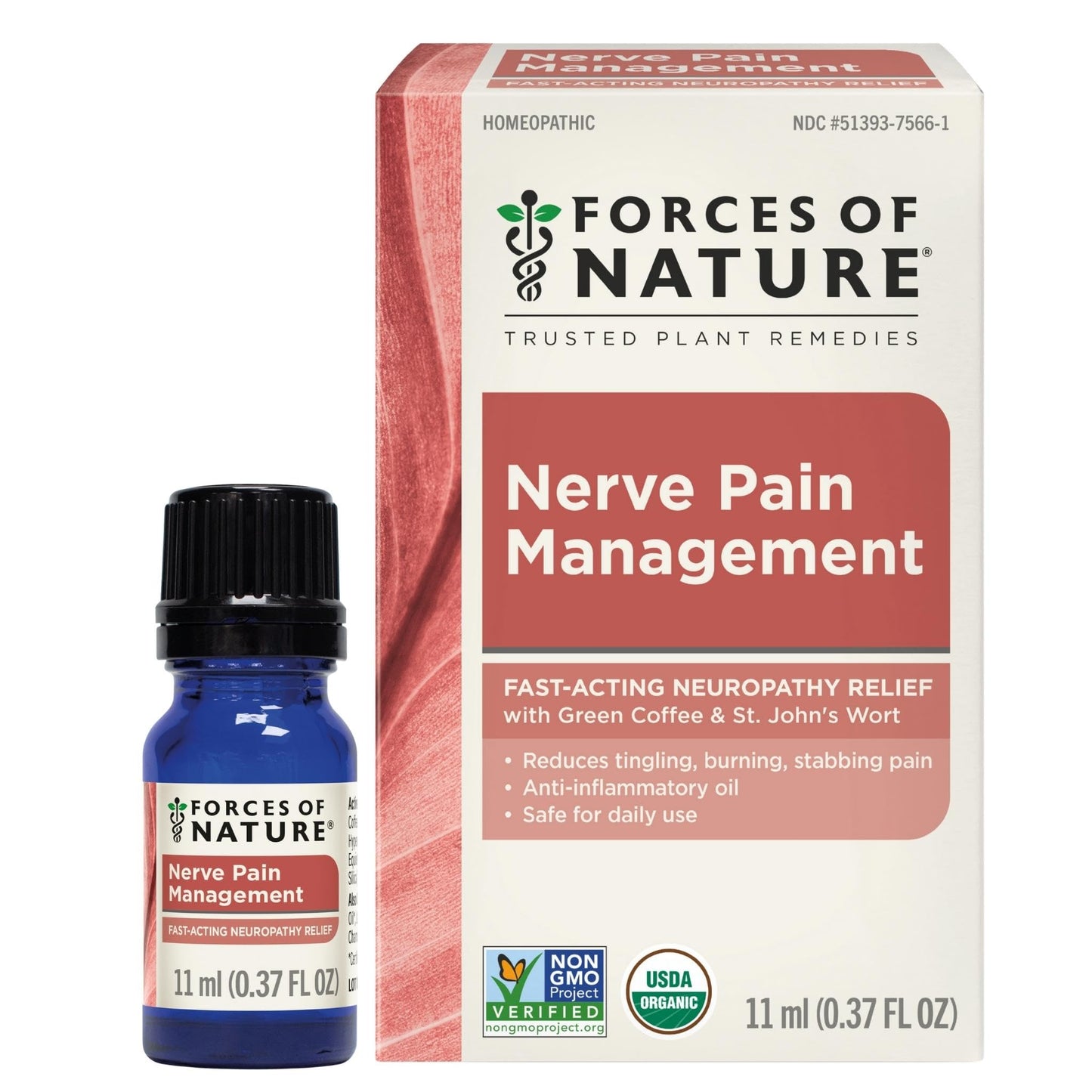 Forces of Nature Nerve Pain Management, Organic Topical Relief for Neuropathy & Nerve Discomfort, Homeopathic Medicine Supports Relief from Shooting Pains for Back, Hands, Legs and Feet, .37 fl oz - dailyvitalstore
