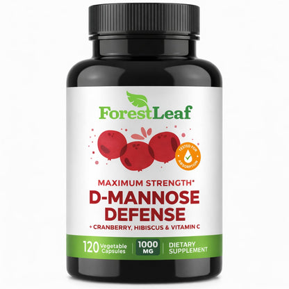 ForestLeaf D Mannose Supplements for Women & Men - D-Mannose 1000mg Capsules with Cranberry, Hibiscus & VIT C - DMannose Pills for UTI, Urinary Tract & Bladder Support - 120 Caps - dailyvitalstore