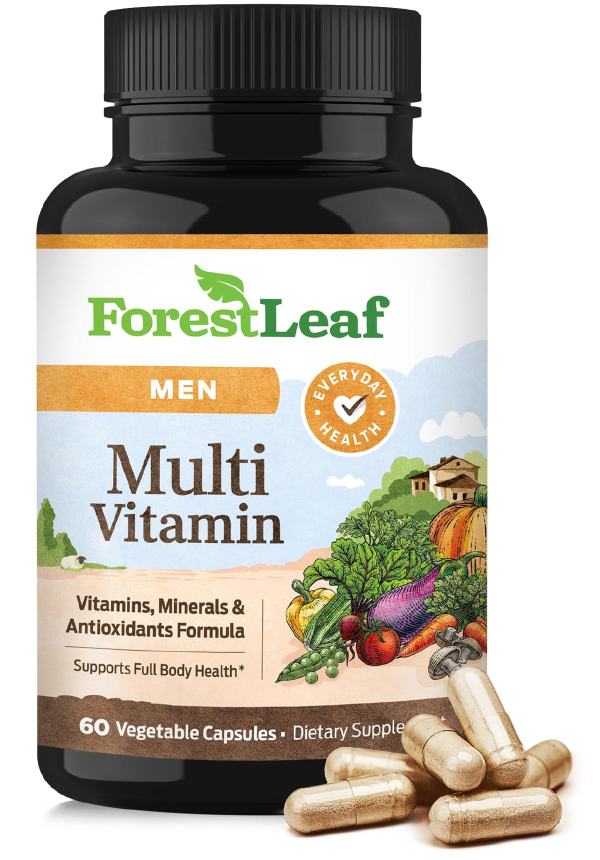 ForestLeaf Daily Vitamin Multivitamin for Men, Multi-Vitamin for Men - Mens Multivitamins & Multiminerals Supplement | All Essential Vitamins Needed for Health, Longevity & Energy | 60 Veg Caps - dailyvitalstore