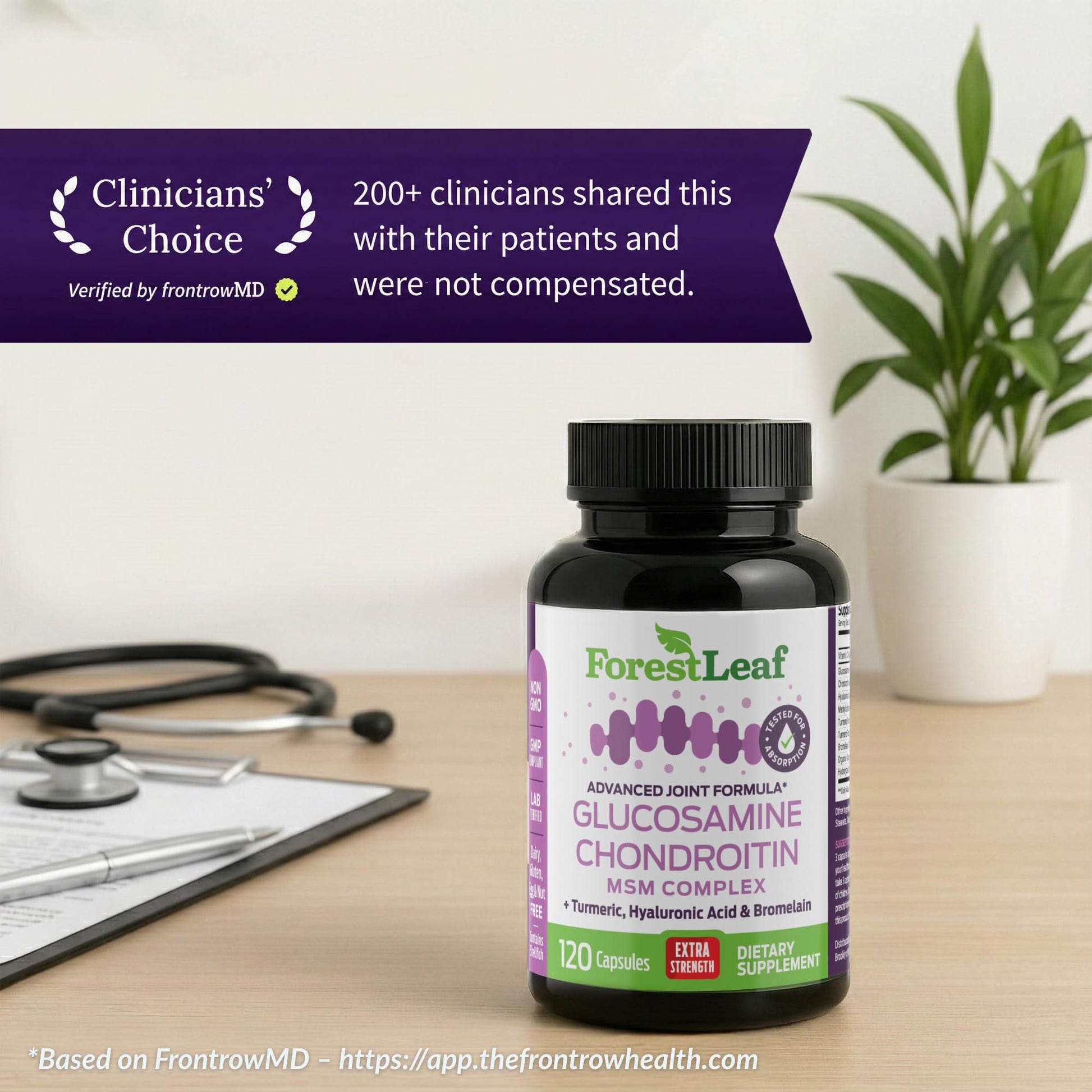 ForestLeaf Glucosamine Chondroitin MSM Joint Supplement Complex - 1200mg - 120 Caps - dailyvitalstore