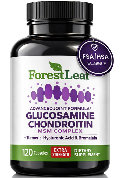 ForestLeaf Glucosamine Chondroitin MSM Joint Supplement Complex - 1200mg - 120 Caps - dailyvitalstore