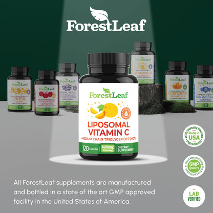 ForestLeaf Liposomal Vitamin C 1400mg Capsules | High Dose Vitamin C Liposomal Supplement w Coconut Oil Fatty Acids | Fast Absorption | Immune Support, - dailyvitalstore