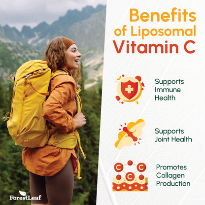 ForestLeaf Liposomal Vitamin C 1400mg Capsules | High Dose Vitamin C Liposomal Supplement w Coconut Oil Fatty Acids | Fast Absorption | Immune Support, Antioxidant, - dailyvitalstore