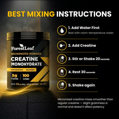 ForestLeaf Micronized Creatine Monohydrate Powder - Maximize Muscle Growth & Strength - Unflavored Creatine for Women and Men - dailyvitalstore