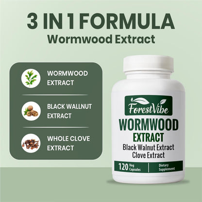 ForestVibe Wormwood Complex with Black Walnut & Clove, 3-in-1 Herbal Blend, Sweet Wormwood Extract Capsules, 120 Vegan Capsules, 2 Month Supply, Non-GMO & Gluten Free Supplement - dailyvitalstore