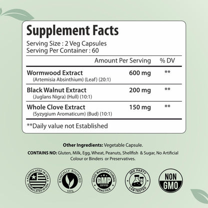 ForestVibe Wormwood Complex with Black Walnut & Clove, 3-in-1 Herbal Blend, Sweet Wormwood Extract Capsules, 120 Vegan Capsules, 2 Month Supply, Non-GMO & Gluten Free Supplement - dailyvitalstore