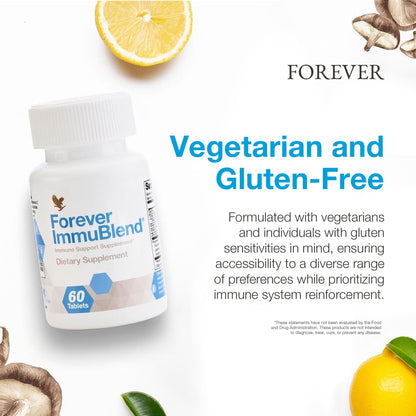 Forever Living - Forever ImmuBlend® Immune Support Supplement – Includes Botanicals, Vitamins D & C, Maitake & Shiitake Mushrooms – 60 Tablets - dailyvitalstore