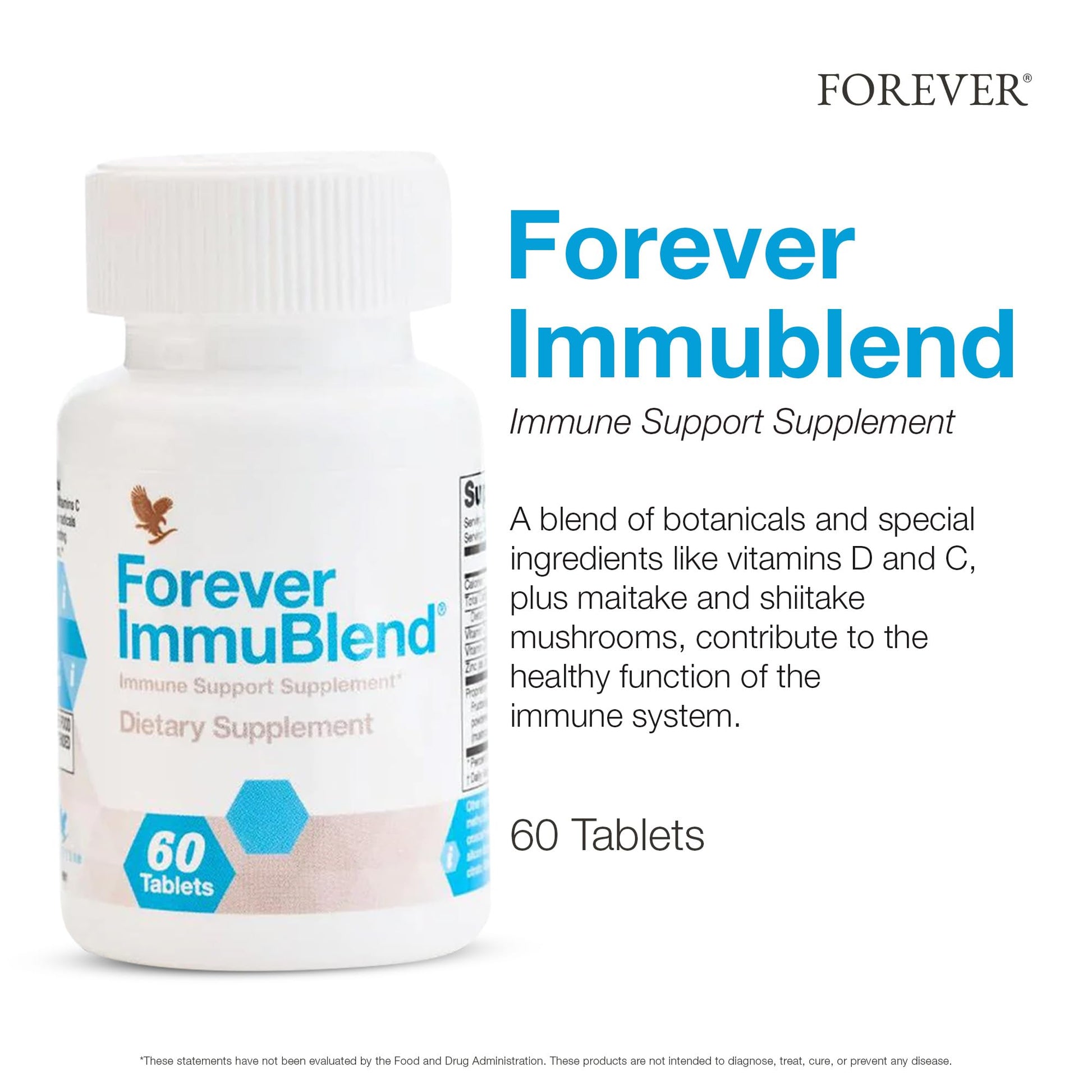 Forever Living - Forever ImmuBlend® Immune Support Supplement – Includes Botanicals, Vitamins D & C, Maitake & Shiitake Mushrooms – 60 Tablets - dailyvitalstore
