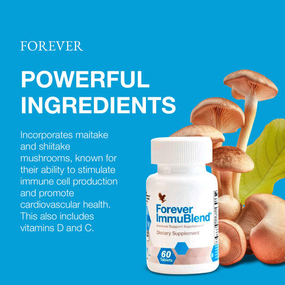 Forever Living - Forever ImmuBlend® Immune Support Supplement – Includes Botanicals, Vitamins D & C, Maitake & Shiitake Mushrooms – 60 Tablets - dailyvitalstore