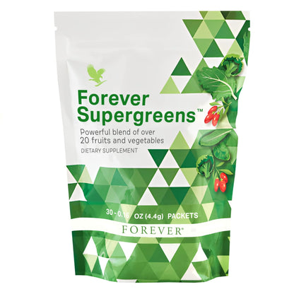 Forever Living - Forever Supergreens - Blend for Your Active Lifestyle - Supercharge Your Day w/Over 20 Powerful Greens and Superfoods. - 30 Packets - dailyvitalstore
