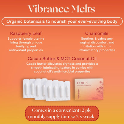 FORIA Vibrance Melts - Organic, Fragrance- Free, Natural Moisturizing Vaginal Suppositories - 12 Count - dailyvitalstore