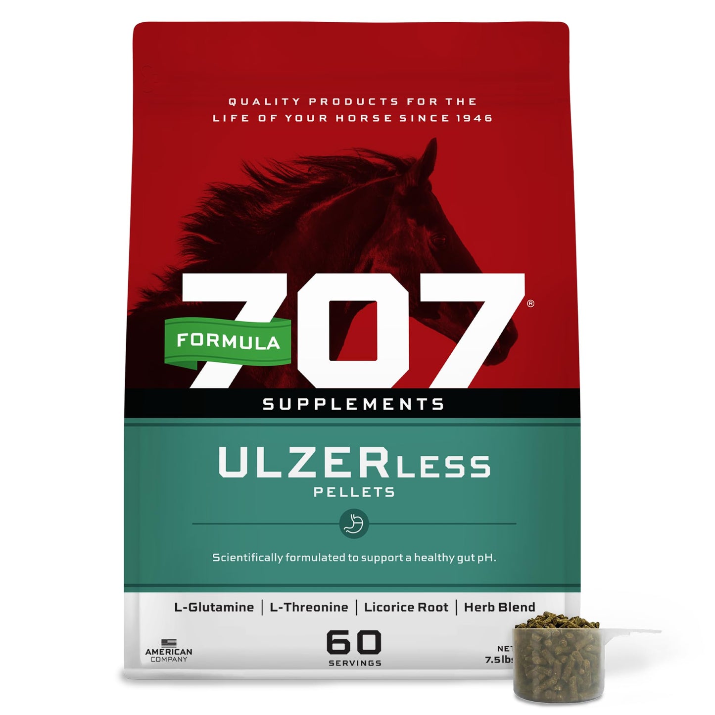 Formula 707 ULZERless Equine Supplement, 7.5lb Bag - Natural Gut Support for Horses with Ulcer Risk Factors - dailyvitalstore