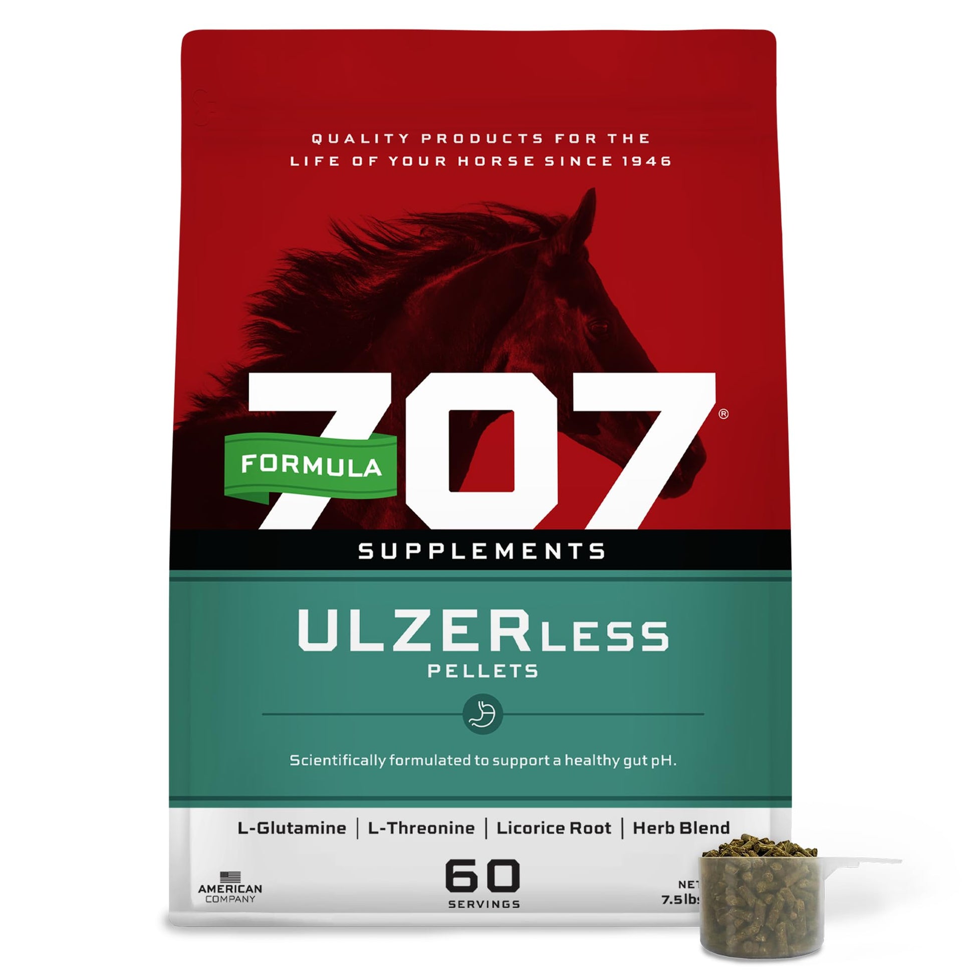 Formula 707 ULZERless Equine Supplement, 7.5lb Bag - Natural Gut Support for Horses with Ulcer Risk Factors - dailyvitalstore