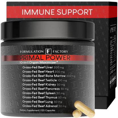 Formulation Factory Beef Liver Capsules - 10-in-1 Primal Powder Beef Organ Supplement for Men & Women with Bone Marrow & Beef Testicle - Grass Fed Ancestral Health - 120 Capsules, 2 Month Supply - dailyvitalstore