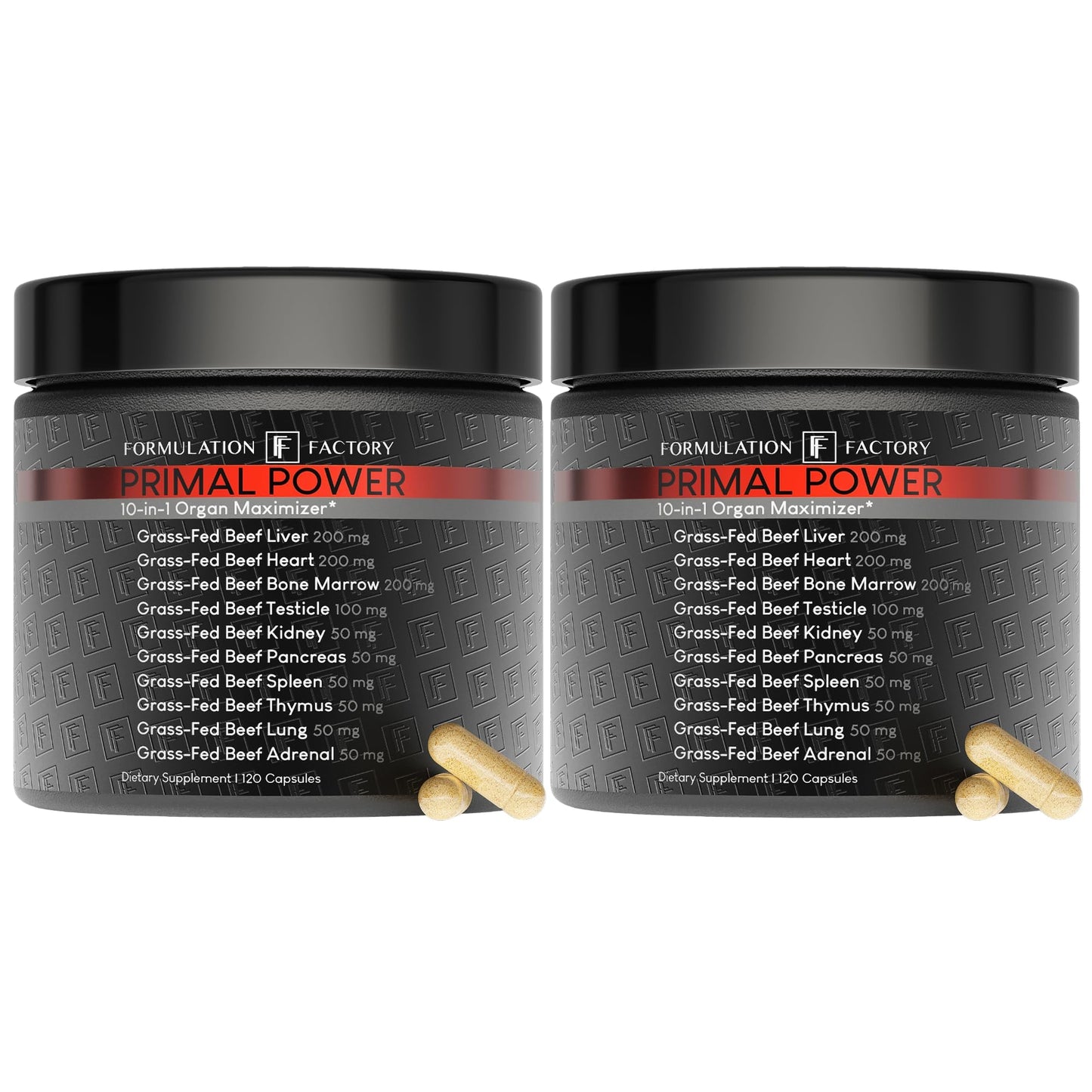 Formulation Factory Primal Power 10-in-1 Grass-Fed Organ Supplement with Beef Liver, Heart, Marrow, Testicle, Kidney, Supports Vitality, Hormones, Energy, Immunity (4 Month Supply, 240 Capsules) - dailyvitalstore